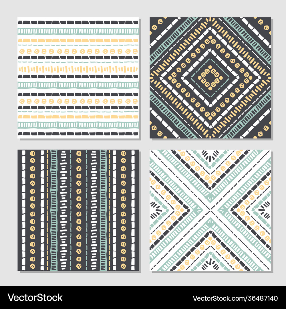 Ethnic seamless patterns set aztec geometric Vector Image