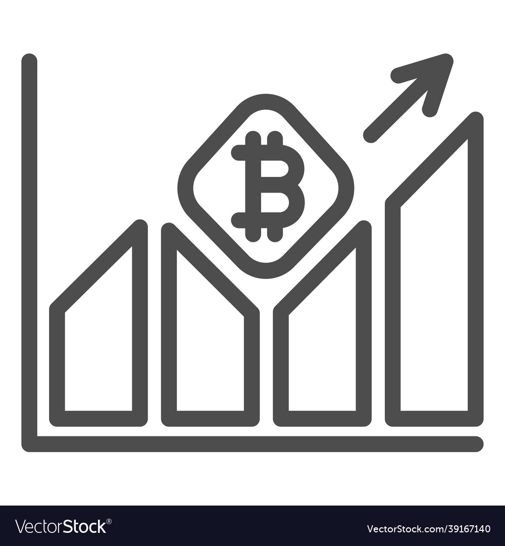 Graph of bitcoin value growth line icon vector image Graph of bitcoin value growth line icon