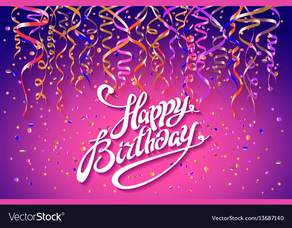 Happy birthday card template confetti holiday Vector Image