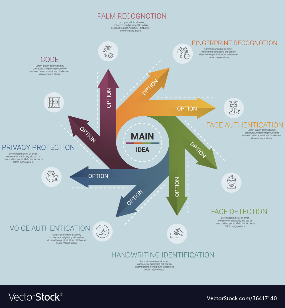 Infographic authentication template icons vector image Infographic authentication template icons