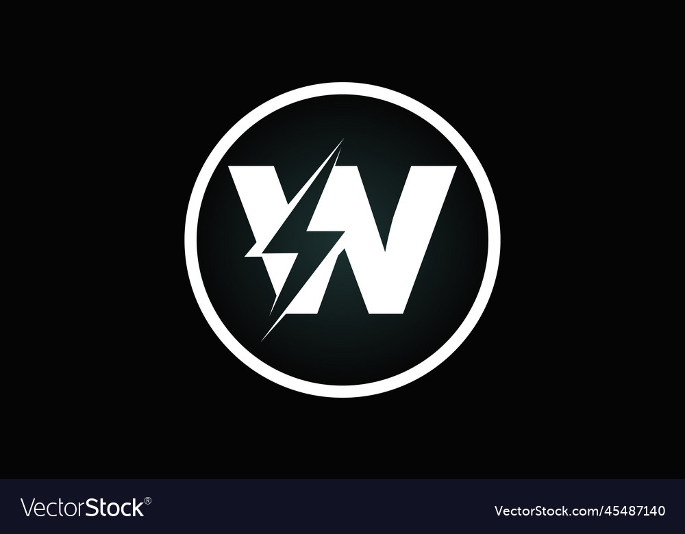 Initial w letter logo design with lighting