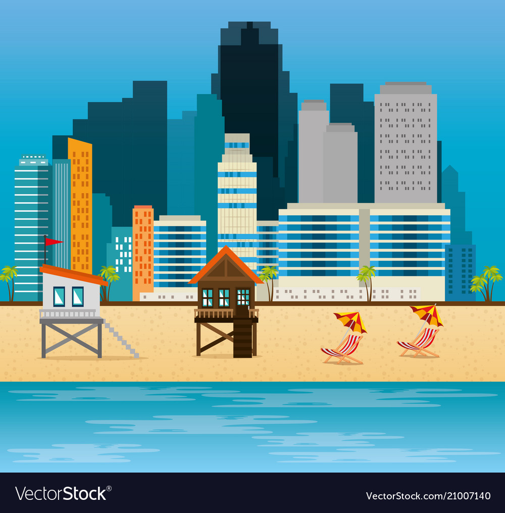 Miami beach cityscape scene