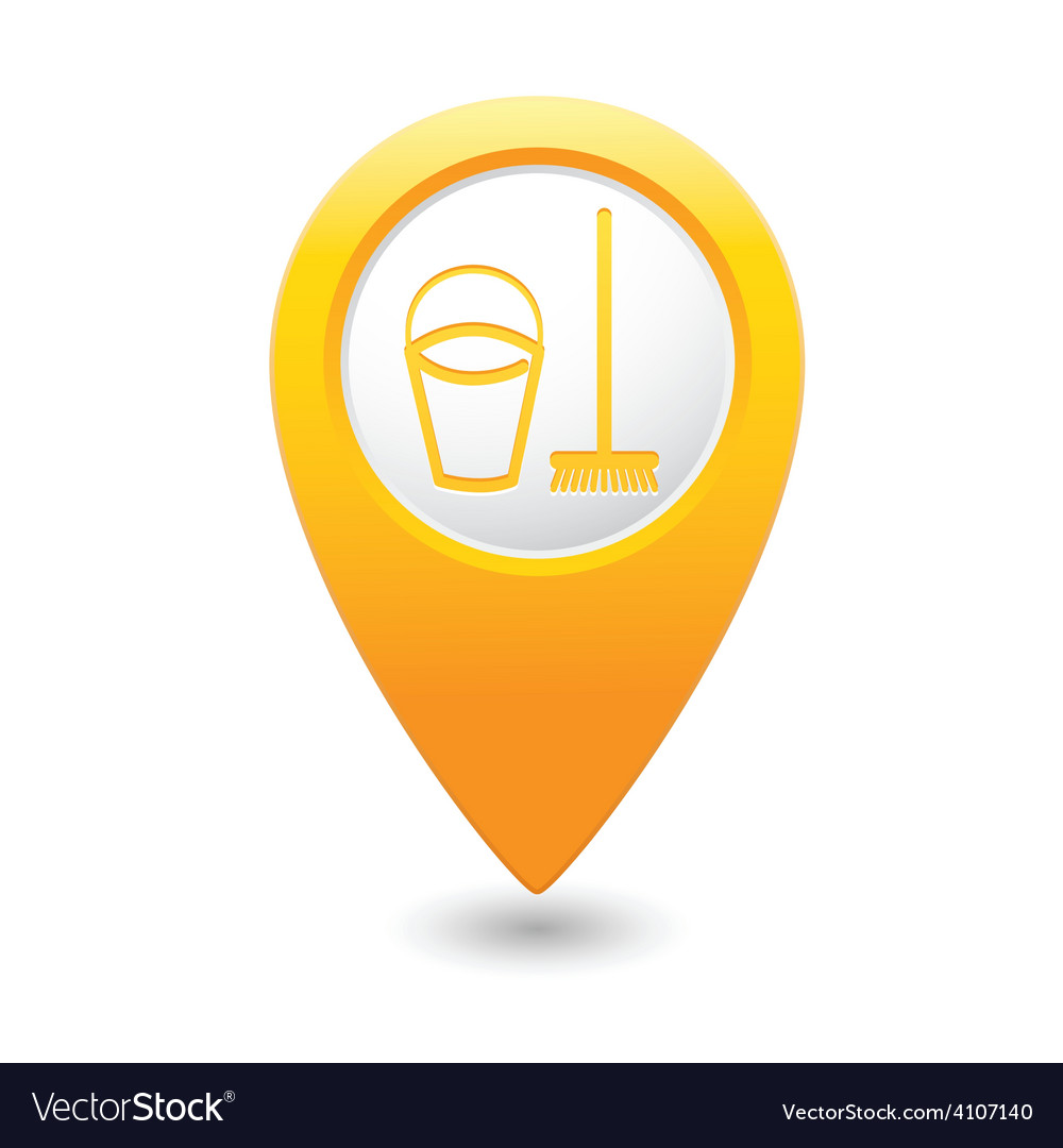 Mop and busket map pointer yellow