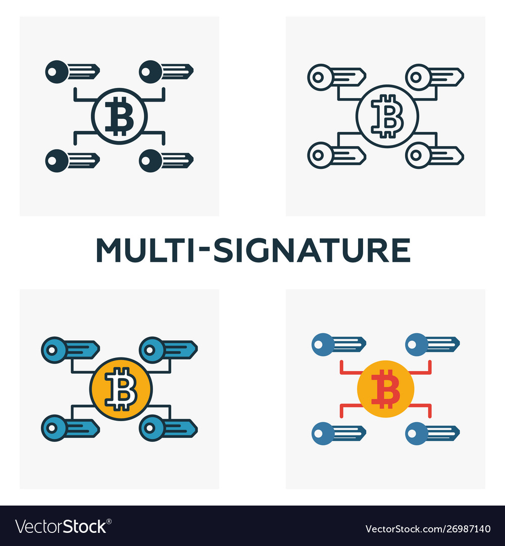 Multi-signature icon set four elements vector image Multi-signature icon set four elements