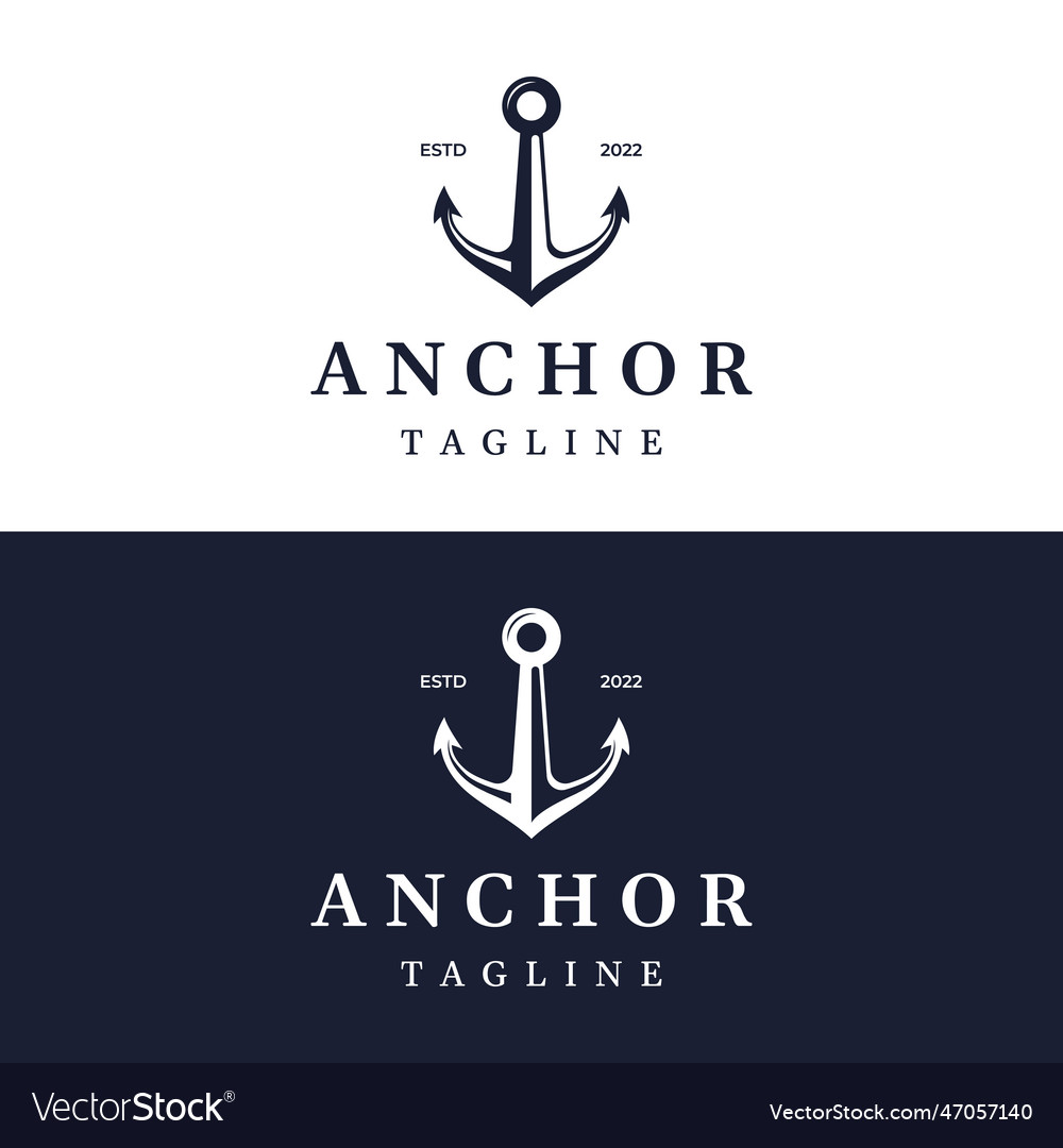 Nautical marine anchor and rope logotype design Vector Image