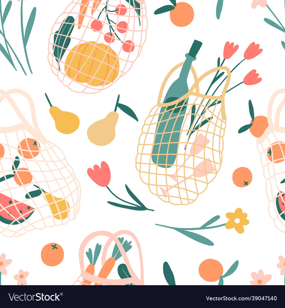 Net bag seamless pattern vector image Net bag seamless pattern