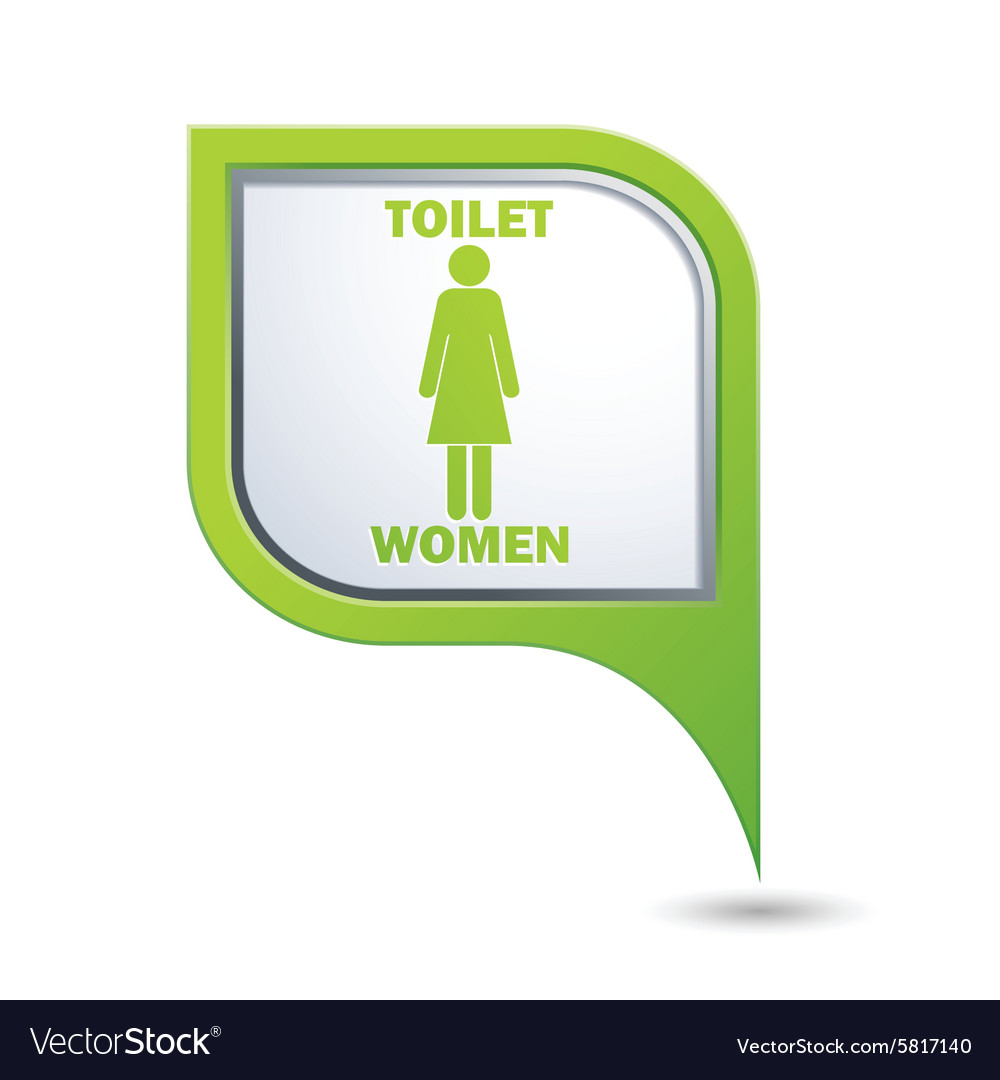 Red map pointer with restroom icons lady