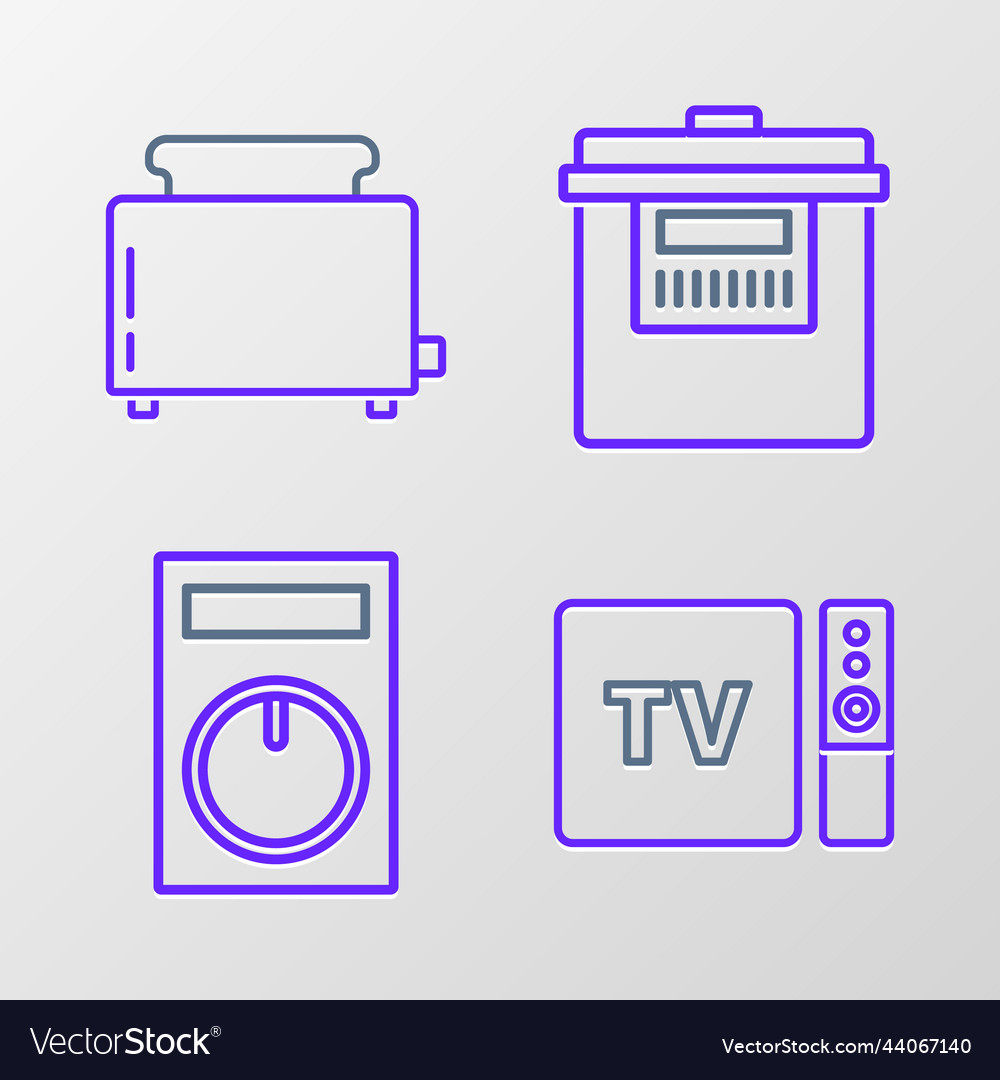 Set line tv box receiver and player with remote vector image Set line tv box receiver and player with remote