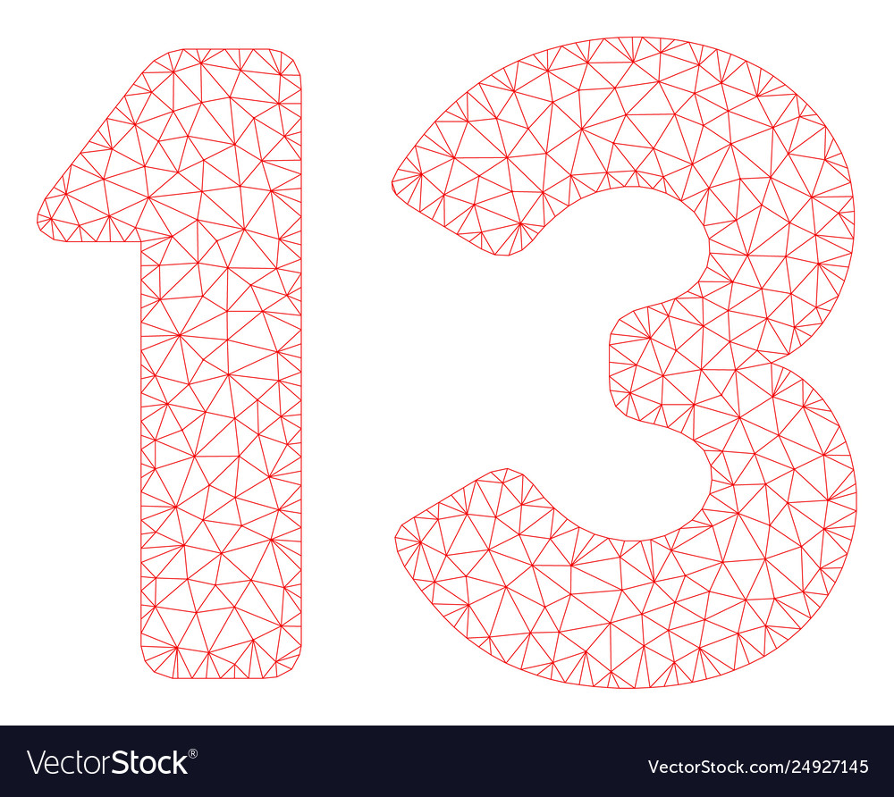 13 number text polygonal frame mesh vector image 13 number text polygonal frame mesh
