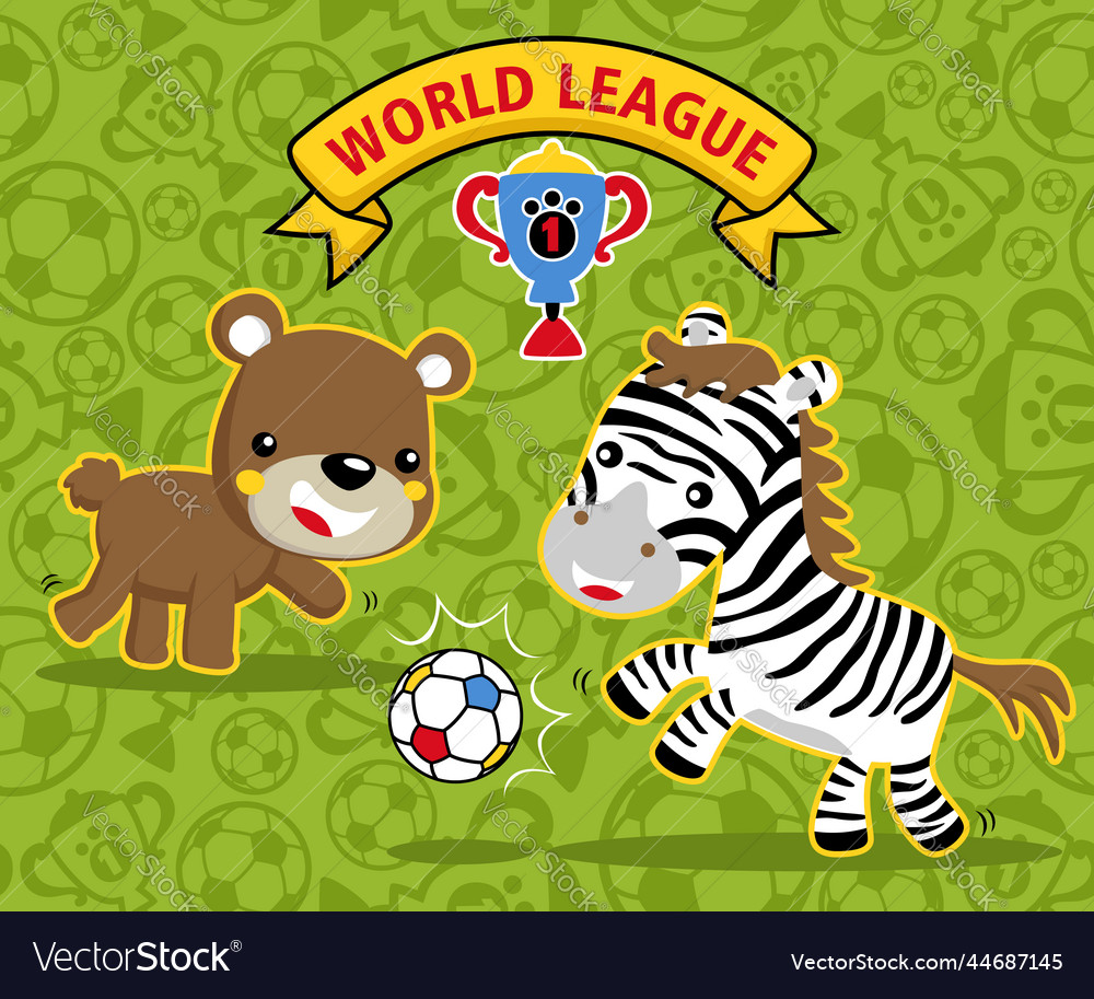 Animals cartoon playing soccer grizzly bear Vector Image Animals cartoon playing soccer grizzly bear Vector Image