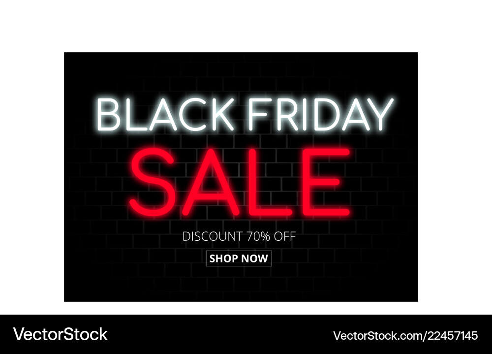 Black Friday Neon Light Banner On Brick Background