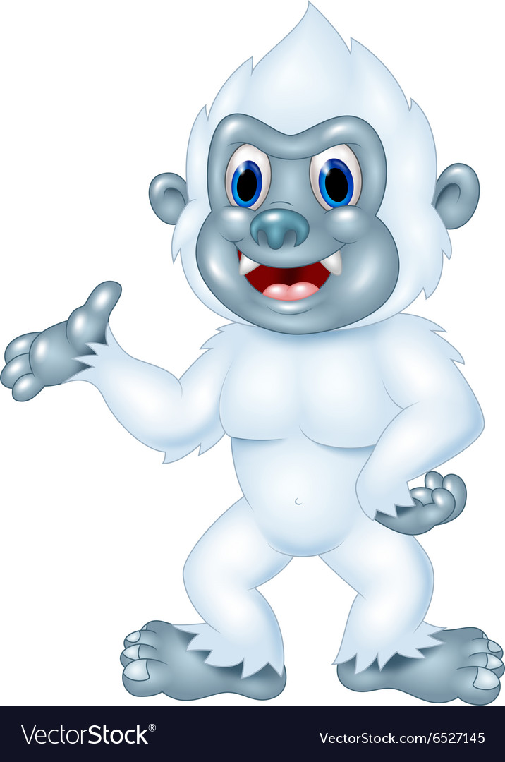 Cartoon Yeti presenting isolated Royalty Free Vector Image