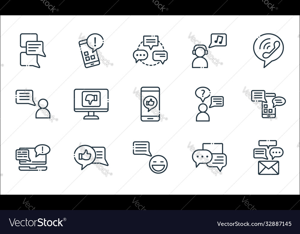 Chatting and communication line icons linear set Vector Image Chatting and communication line icons linear set