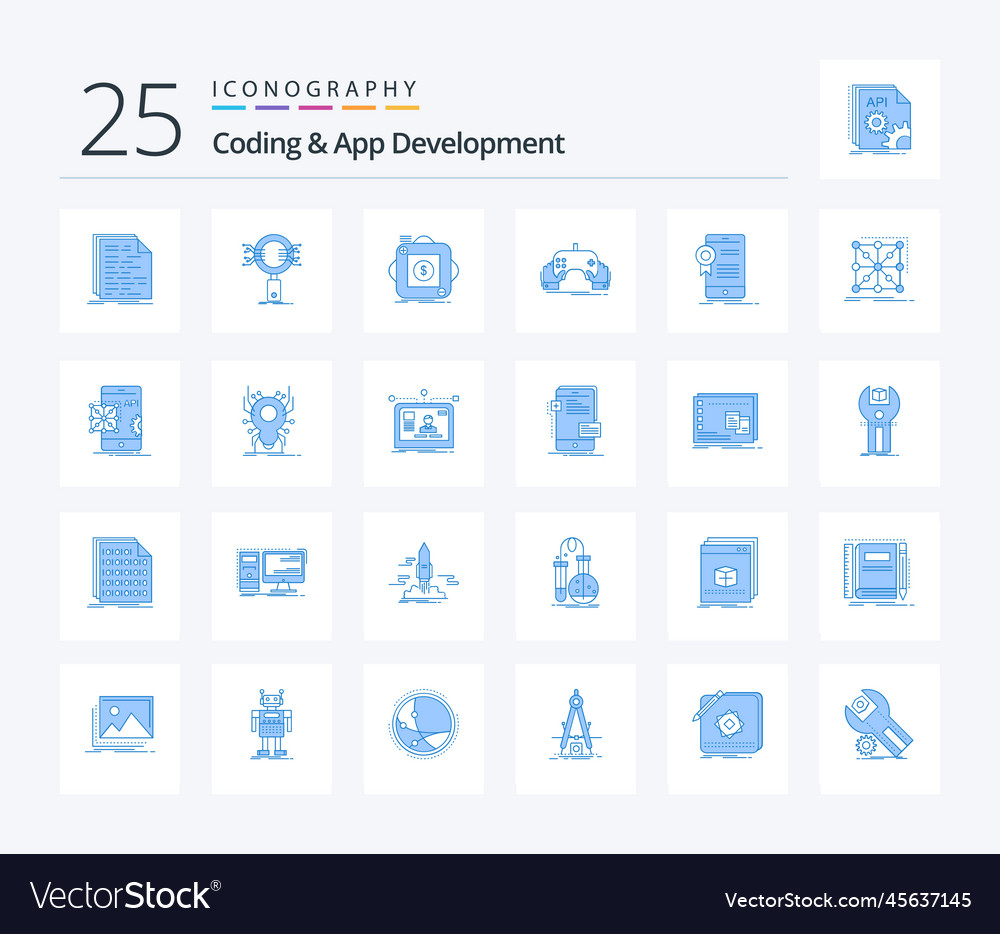 Coding and app development 25 blue color icon