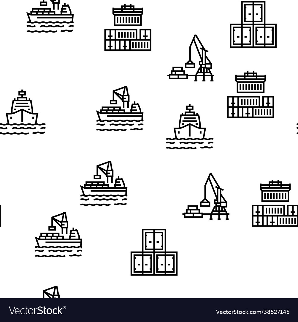 Container port tool seamless pattern vector image Container port tool seamless pattern