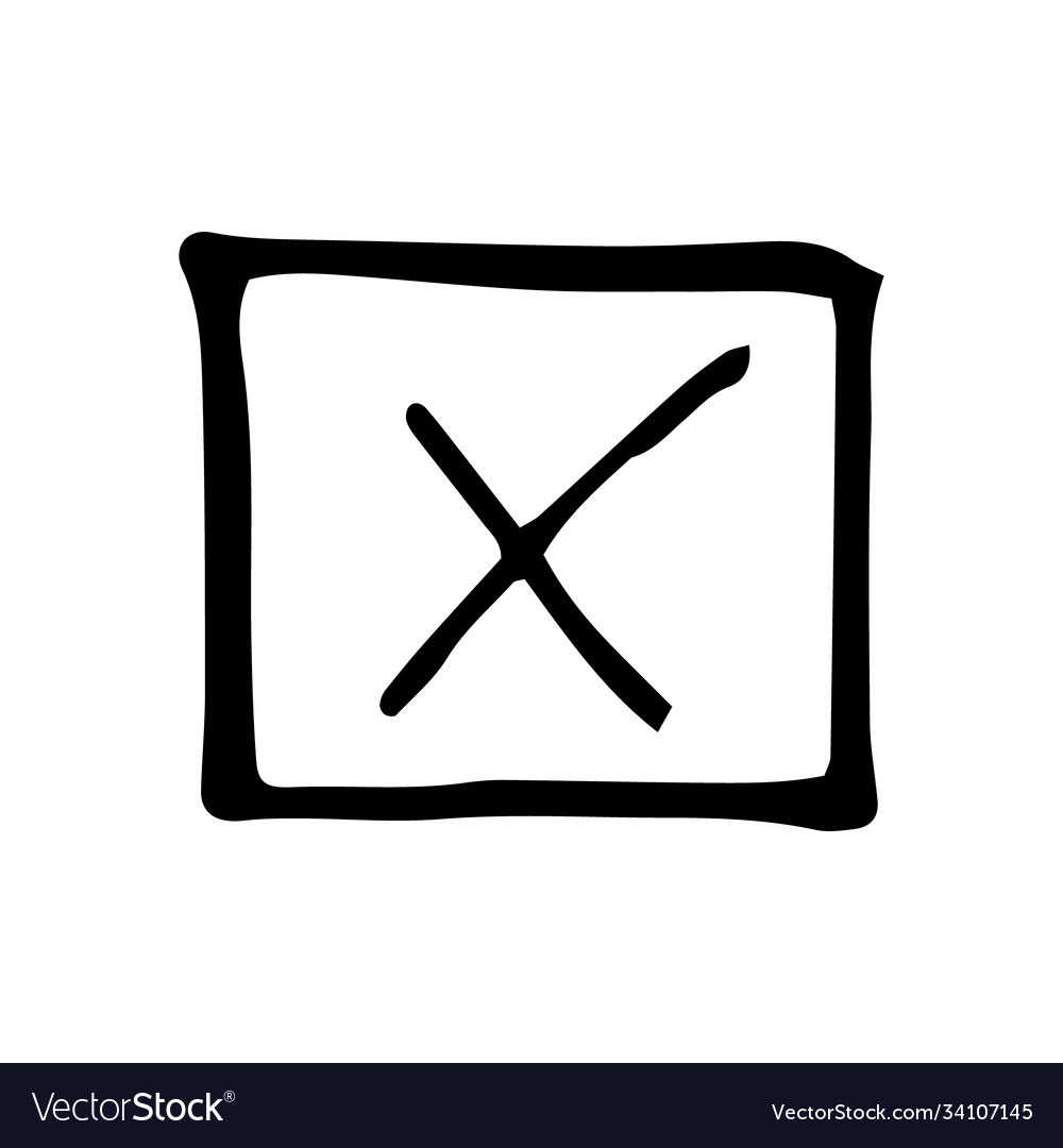 Cross in a square sketch icon sticker hand drawn Vector Image