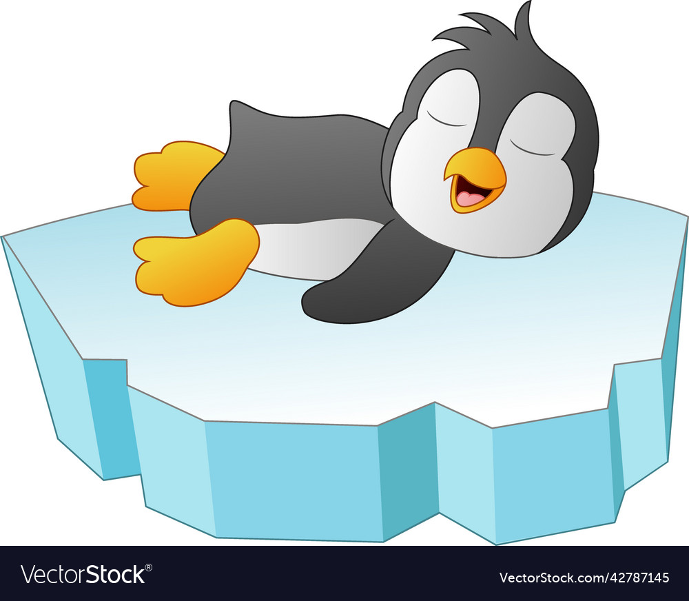 Cute baby penguin sleep on ice floe