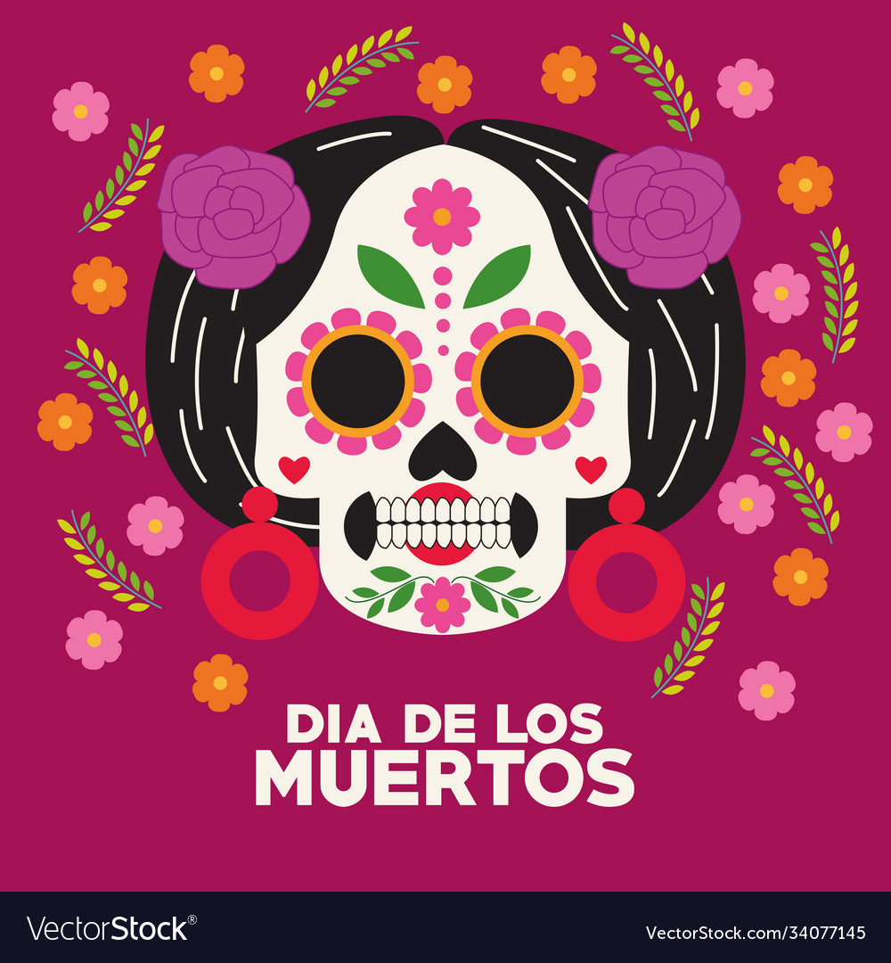 Dia de los muertos celebration poster with catrina