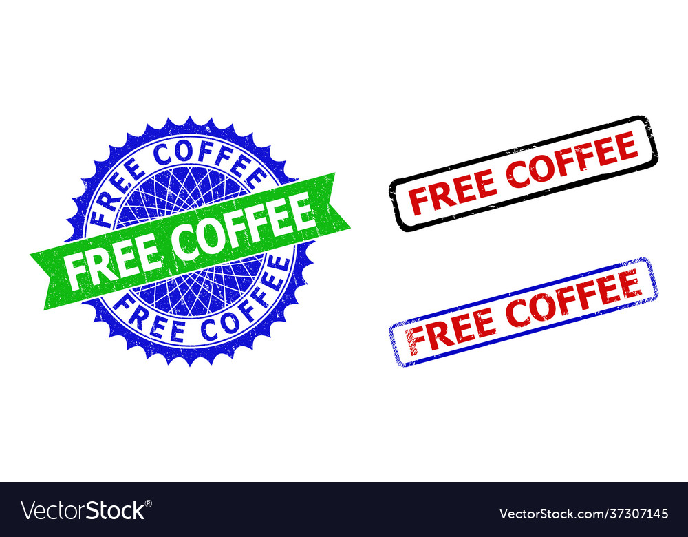 Free coffee rosette and rectangle bicolor stamps