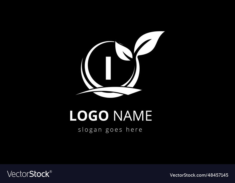 Initial i monogram alphabet with circle leaf Vector Image Initial i monogram alphabet with circle leaf
