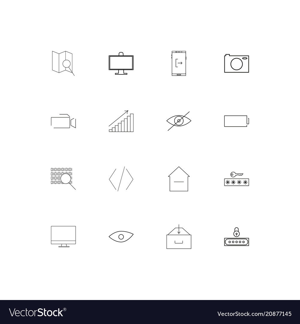 Interface linear thin icons set outlined simple