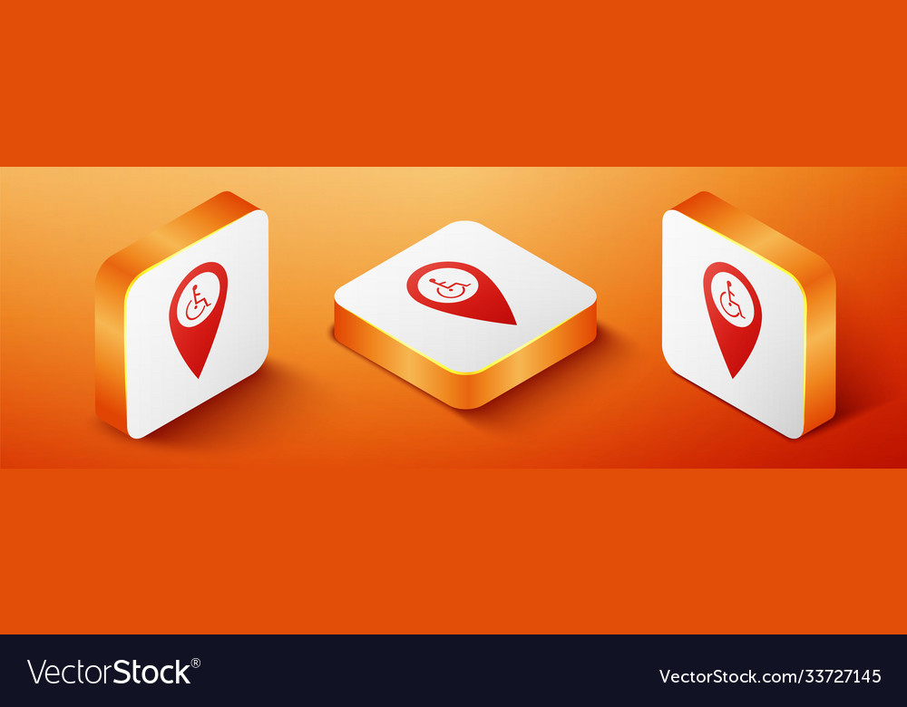 Isometric disabled handicap in map pointer icon vector image Isometric disabled handicap in map pointer icon