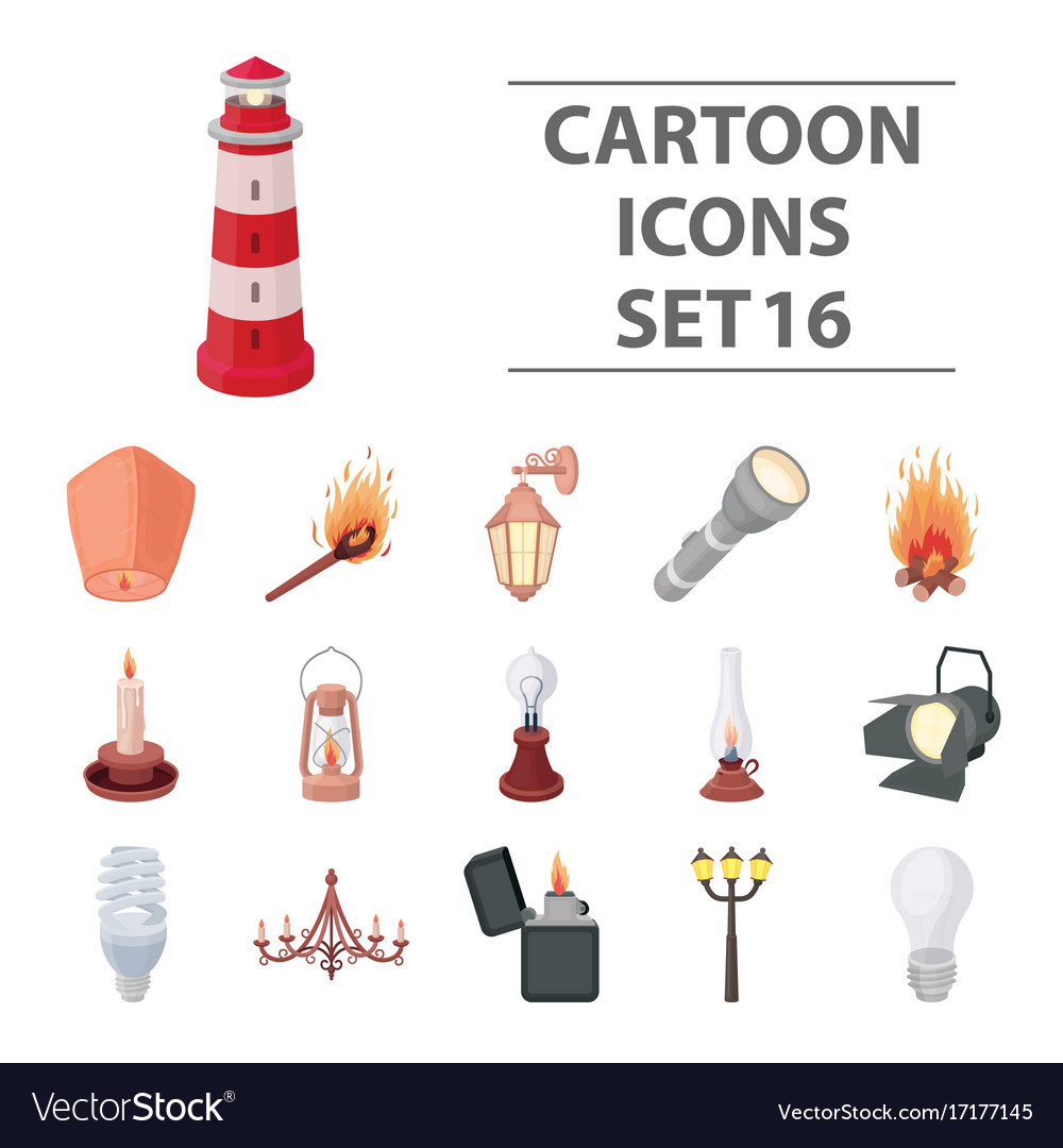 Light source set icons in cartoon style big Vector Image