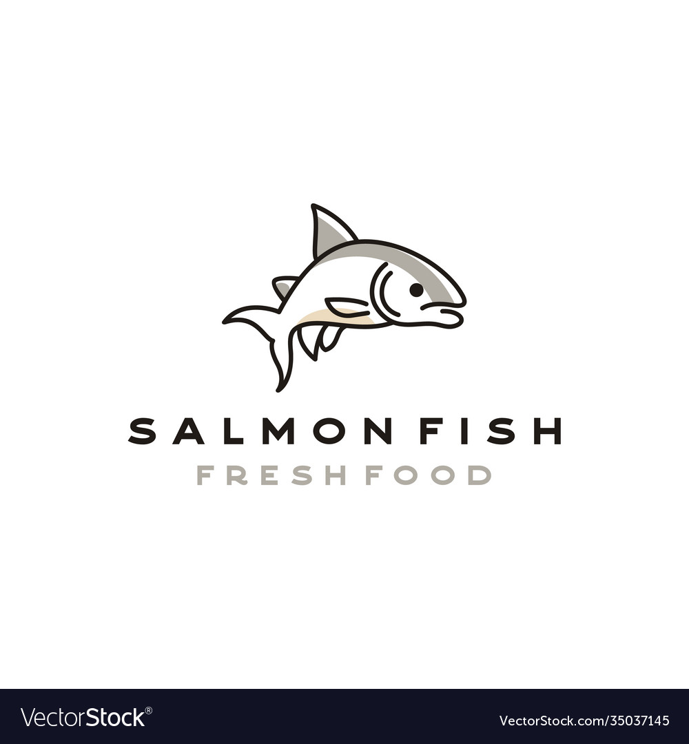 Line art salmon poke bar logo design inspiration Vector Image