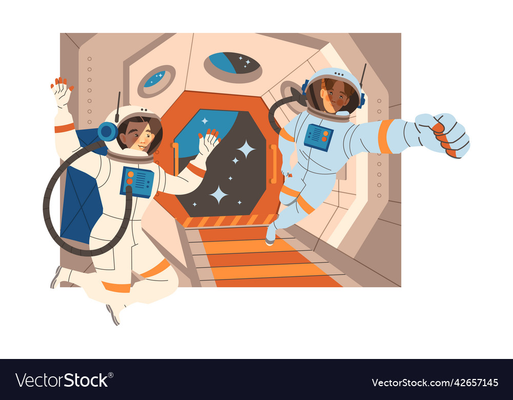 Man astronaut character in outer space vector image Man astronaut character in outer space