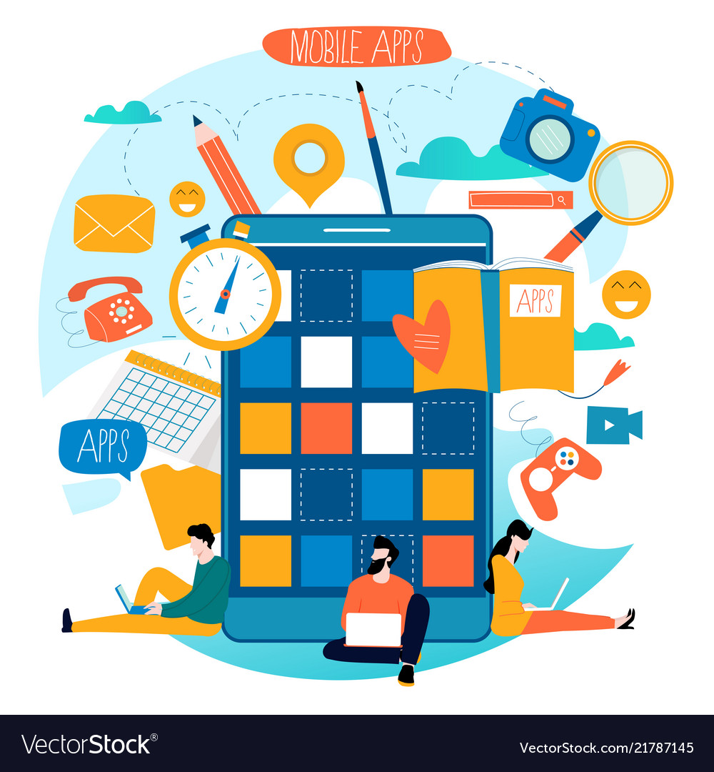 Mobile application development process Vector Image Mobile application development process