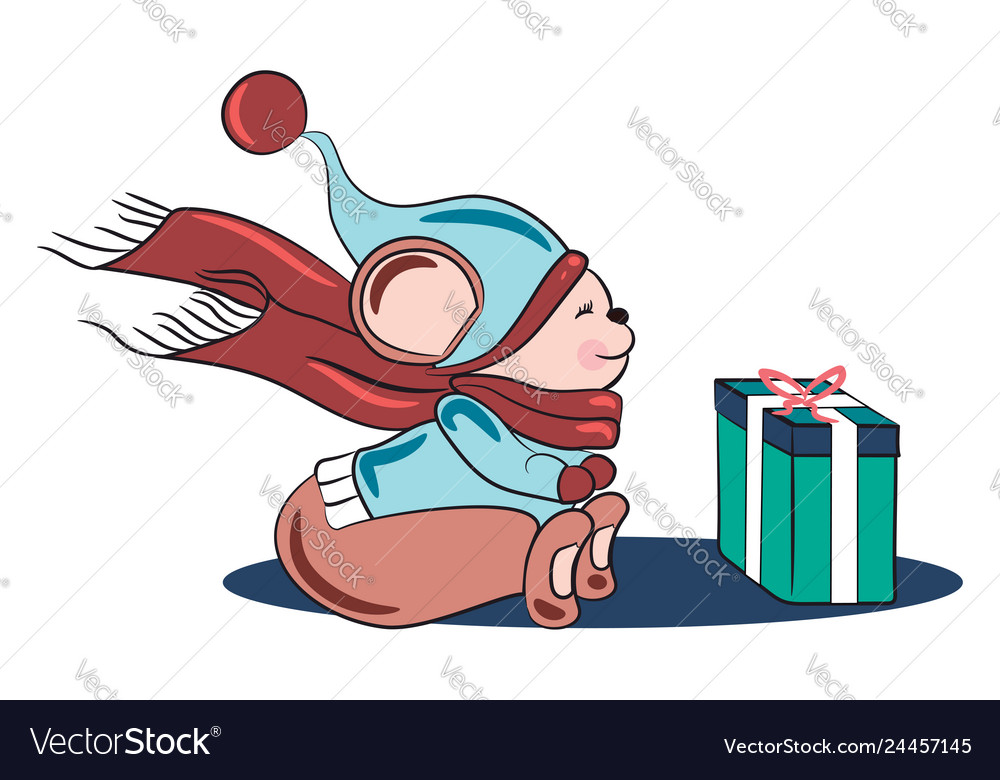 Mouse waiting to open present or color