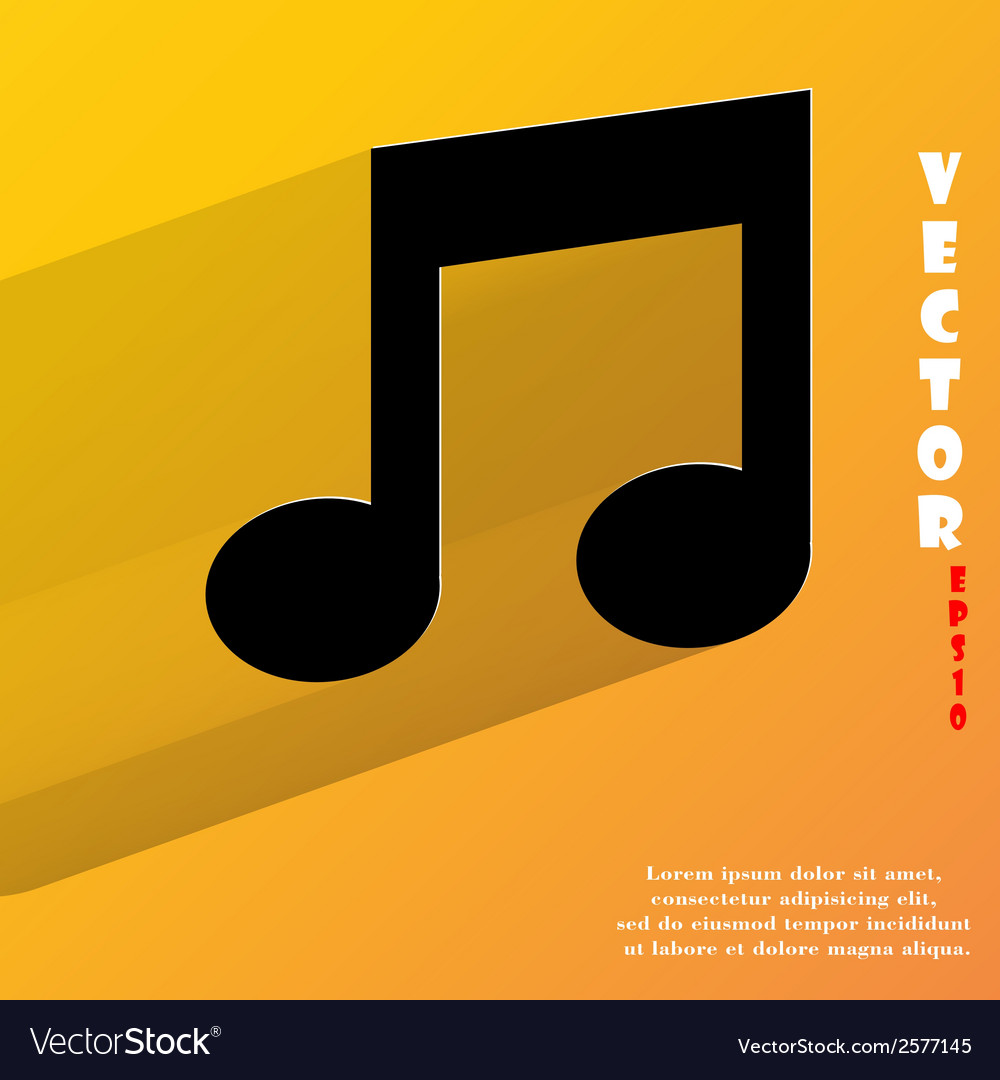 Music note flat modern web button with long shadow