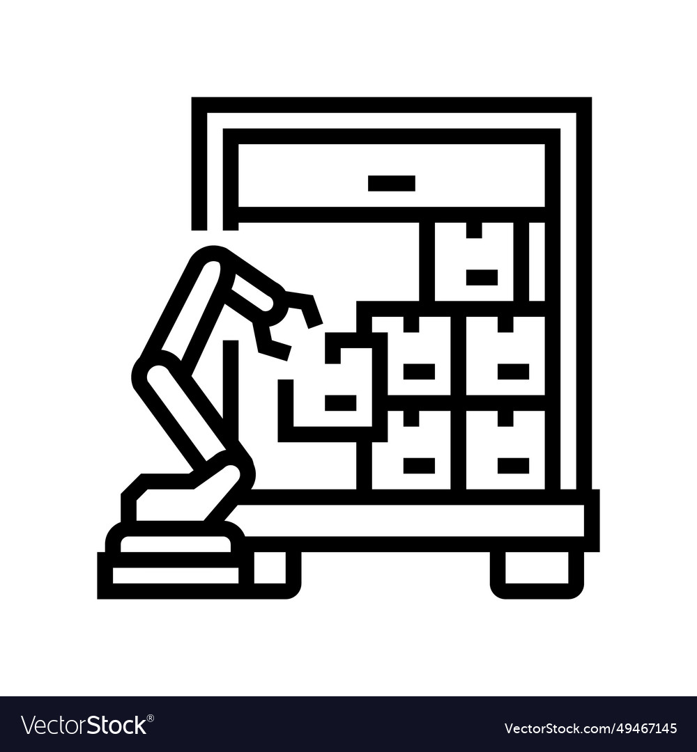 Package loading autonomous delivery line icon Vector Image Package loading autonomous delivery line icon