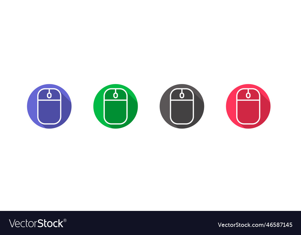 Round computer mouse icon set