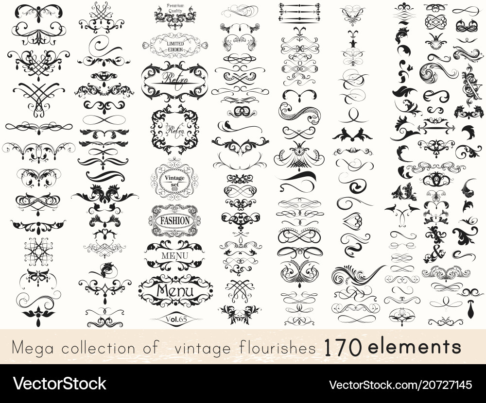 Set calligraphic elements and page decorations Vector Image