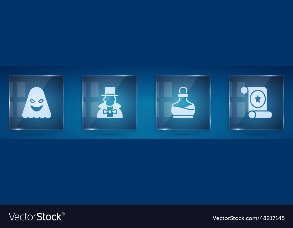 Set ghost magician bottle with potion and scroll Vector Image Set ghost magician bottle with potion and scroll