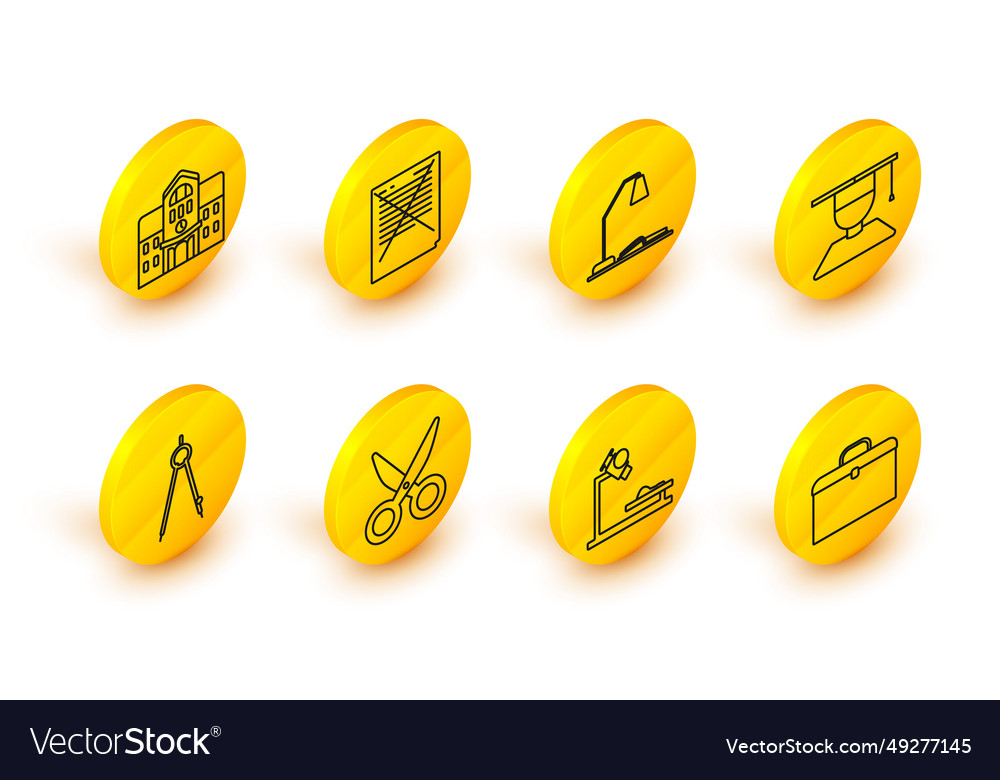Set line briefcase microscope scissors drawing vector image Set line briefcase microscope scissors drawing