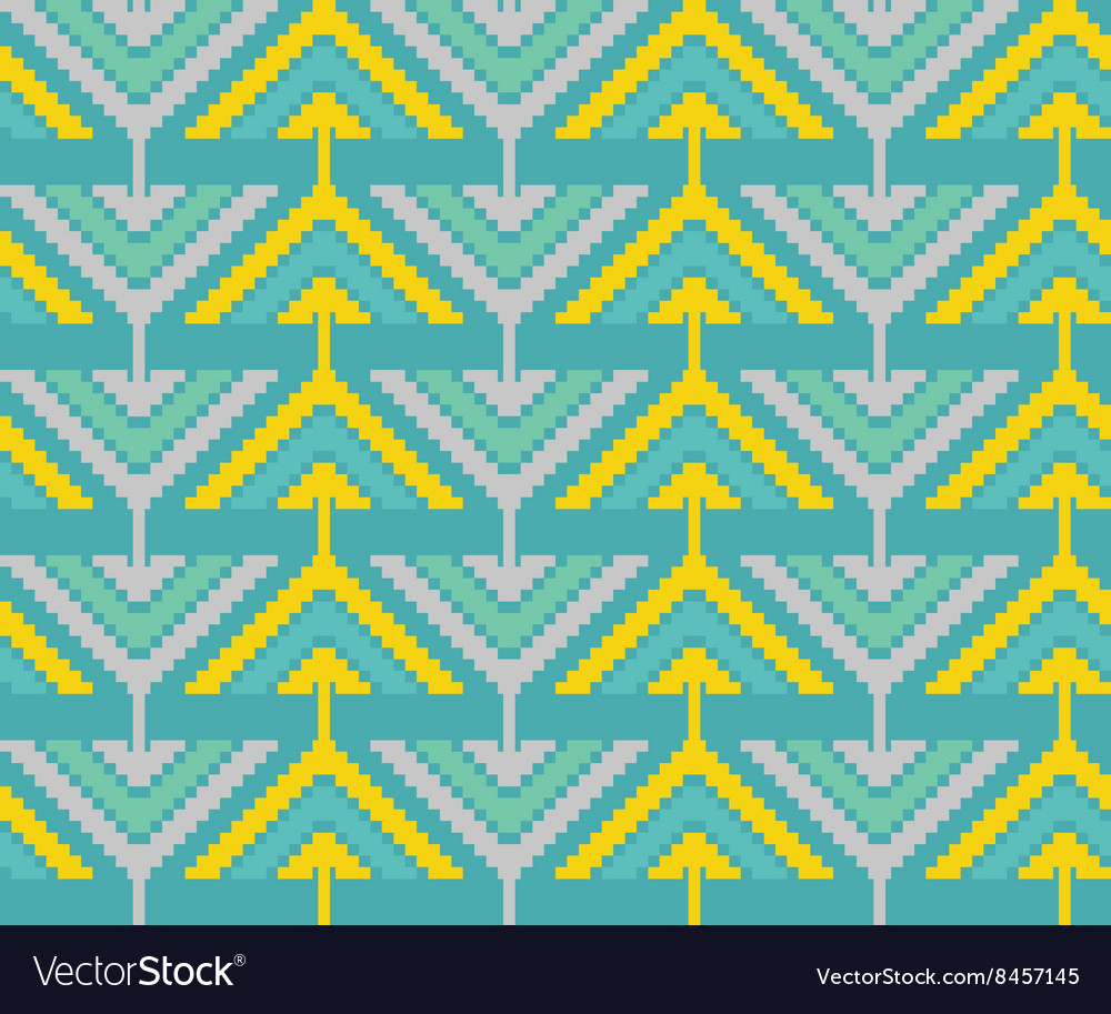 Vintage seamless pattern with triangles and pixels