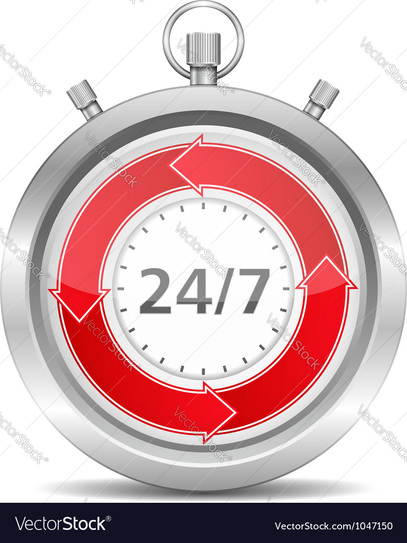 24x7 concept Royalty Free Vector Image - VectorStock