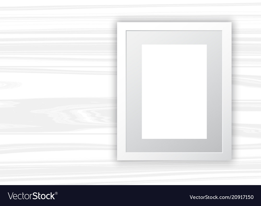 Blank frame on white wood background