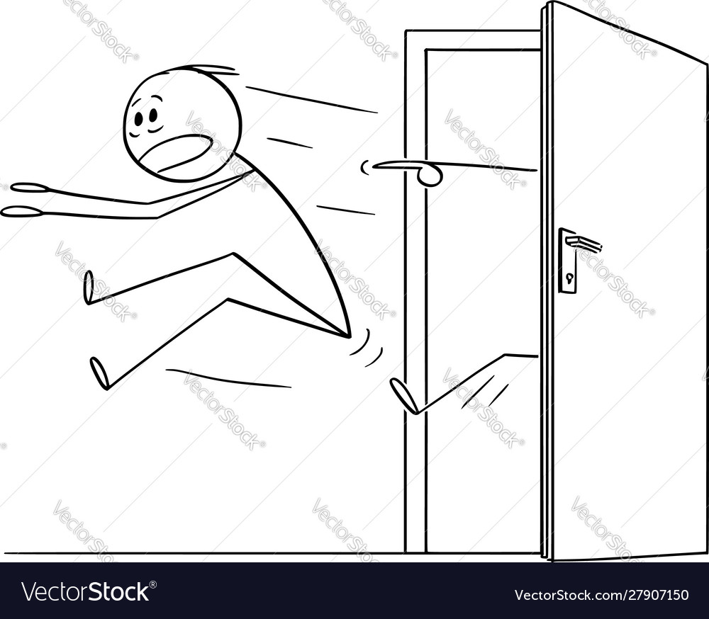 Premium Vector  Cartoon illustration of a businessman being kicked out