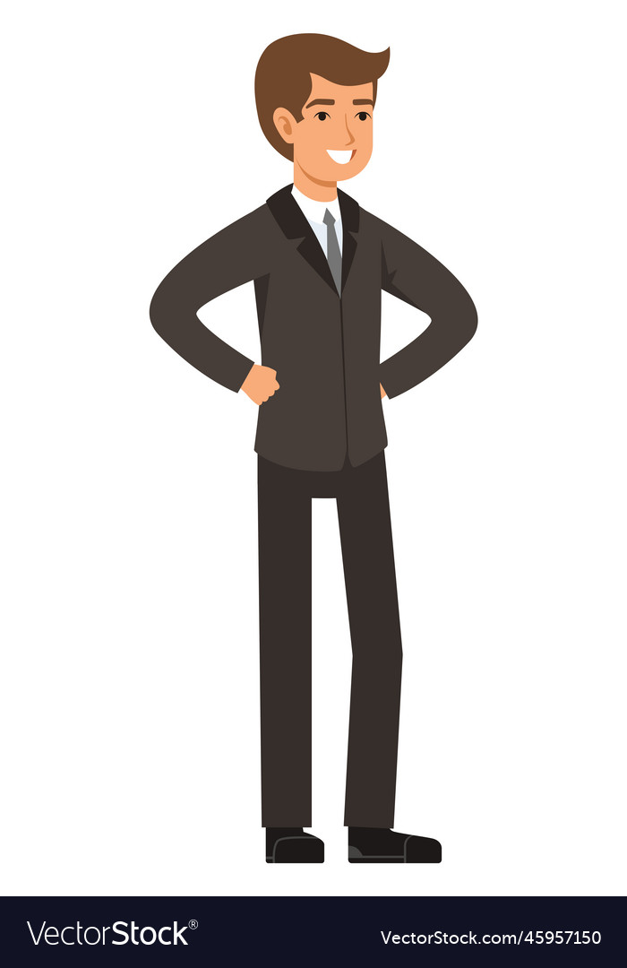 Confident smiling businessman character cartoon Vector Image