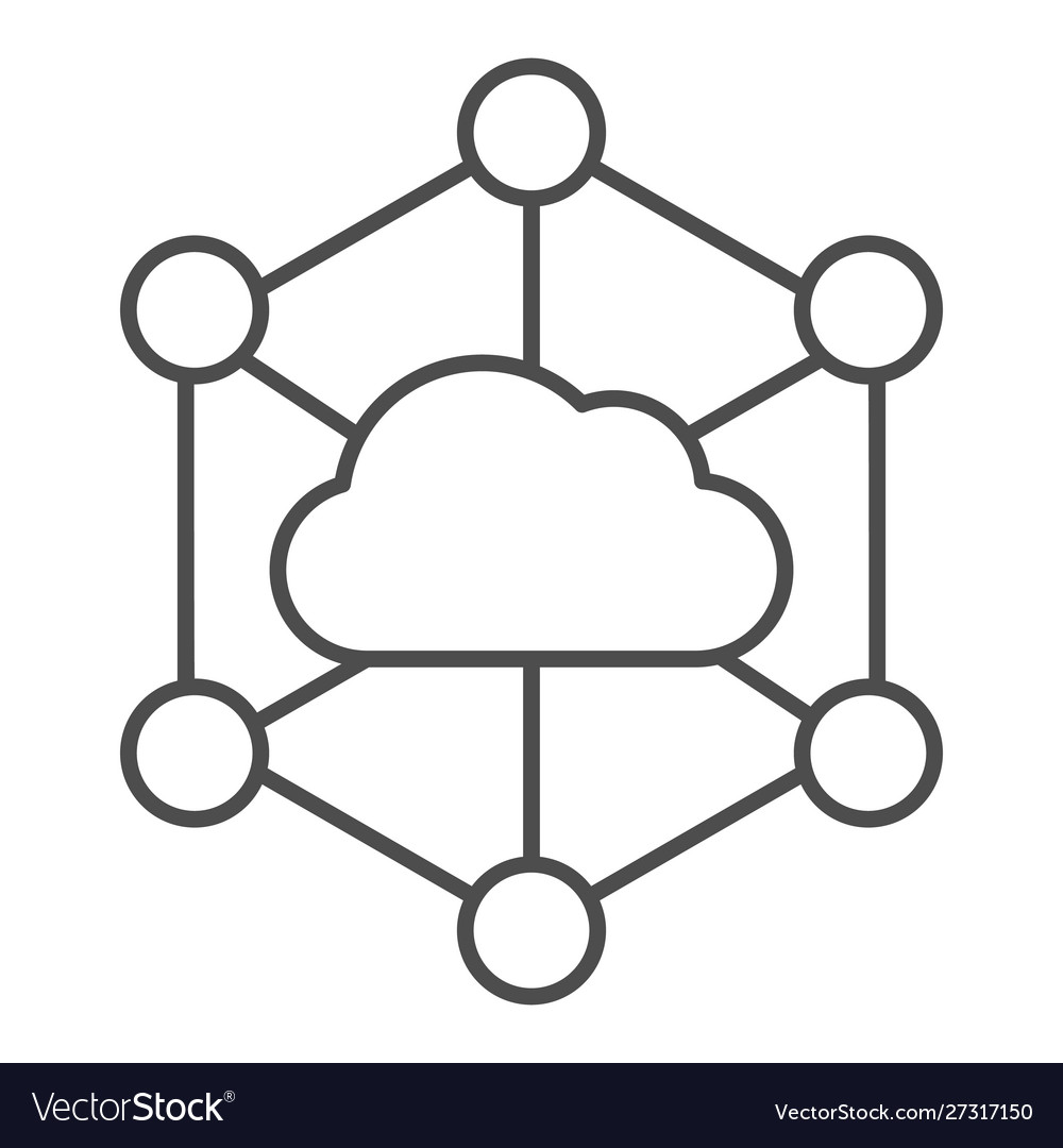 Data cloud thin line icon computer storage vector image Data cloud thin line icon computer storage