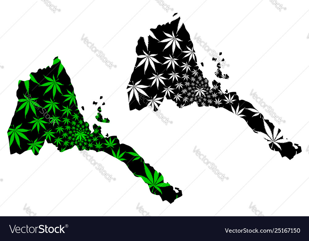 Eritrea - map is designed cannabis leaf