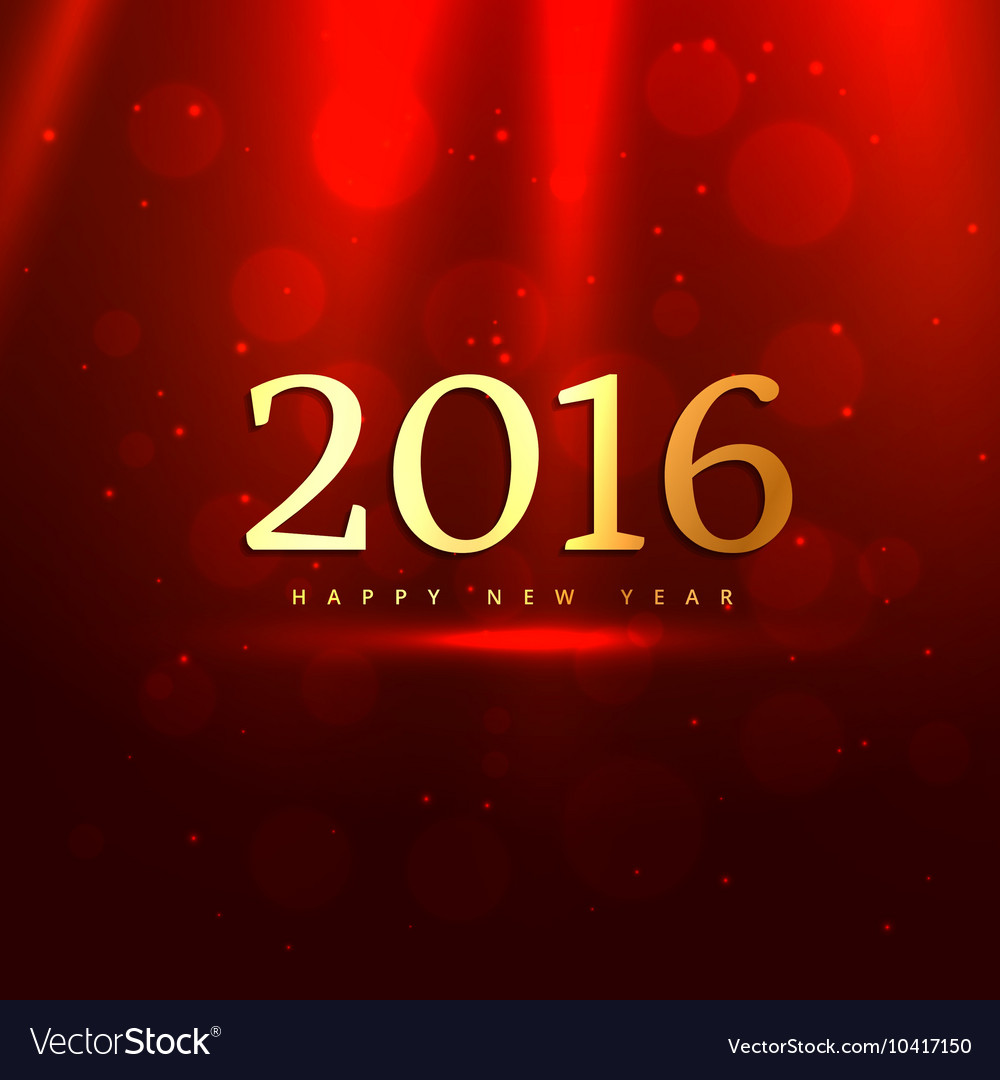 Golden 2016 in red bokeh background