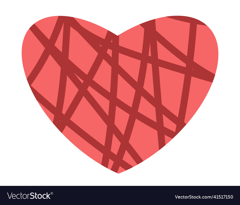 Heart with intersecting lines texture design