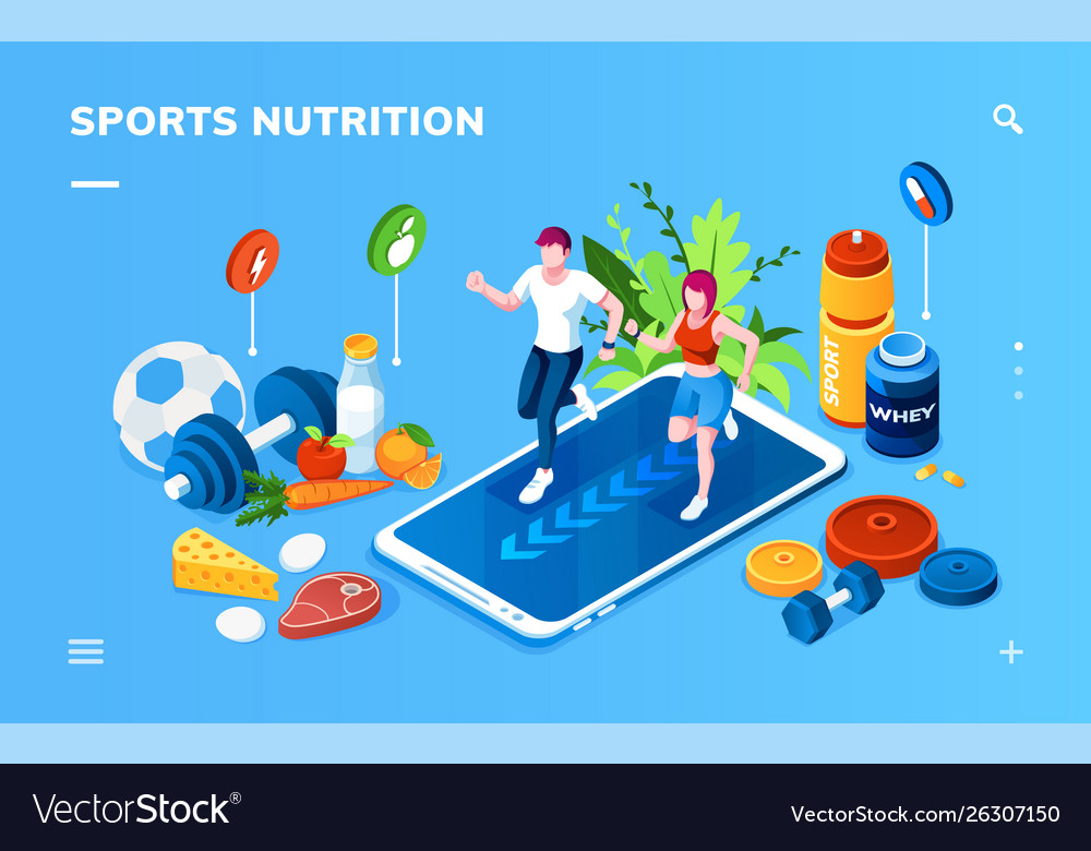Isometric Screen For Sport Healthy Nutrition App Vector Image isometric-screen-for-sport-healthy-nutrition-app-vector-image
