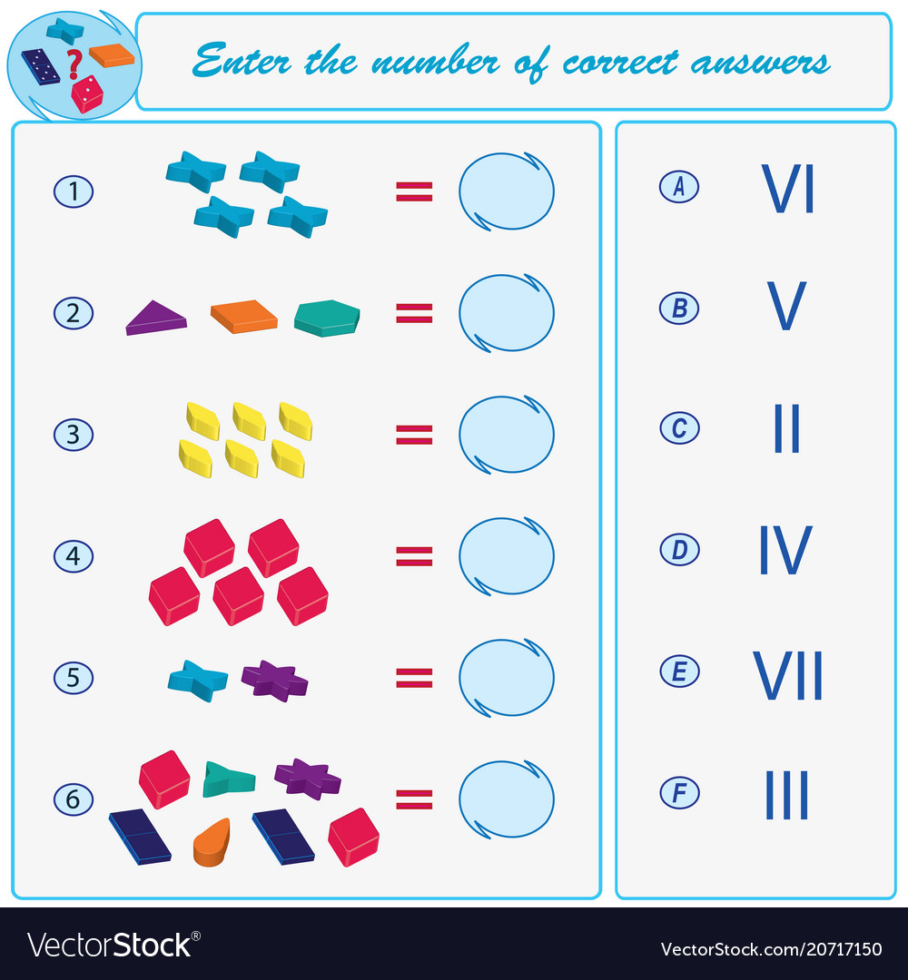 Logical task find the right answers vector image Logical task find the right answers