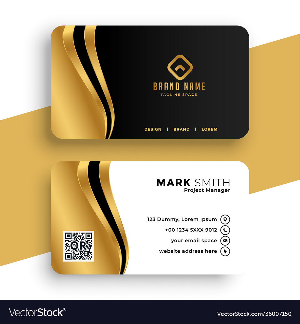 Luxury business card with golden wave design