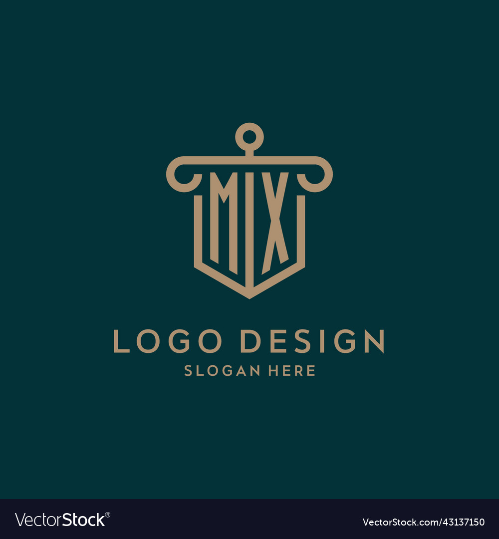 Mx monogram initial logo design with shield Vector Image Mx monogram initial logo design with shield